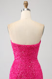 Bling Meerjungfrau Sweetheart Pink Pailletten langes Ballkleid