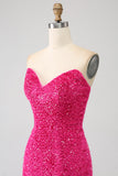 Bling Meerjungfrau Sweetheart Pink Pailletten langes Ballkleid