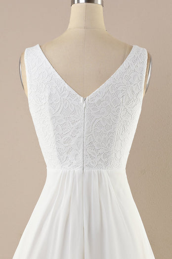 Weißes Spitze Chiffon Vintage Kleid