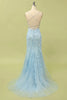 Laden Sie das Bild in den Galerie-Viewer, Hellviolett Meerjungfrau Lange Ball Kleid mit Applikationen
