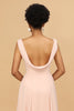 Laden Sie das Bild in den Galerie-Viewer, A Linie V Ausschnitt Rouge Chiffon Lange Brautjungfer Kleid