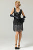 Laden Sie das Bild in den Galerie-Viewer, Schwarzes 1920er Jahre Pailletten Charleston Kleid