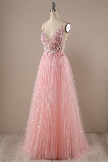 Rosa lange Ball Party Kleid
