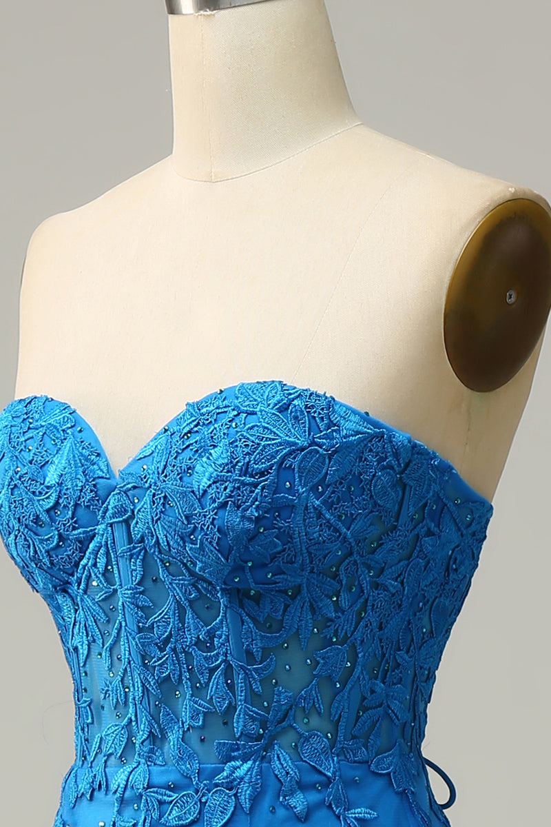 Laden Sie das Bild in den Galerie-Viewer, Meerjungfrau Königsblau Liebsten Korsett Rücken Ballkleid mit Applikationen