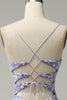 Laden Sie das Bild in den Galerie-Viewer, Meerjungfrau V Ausschnitt Hellblau Perlen langes Ballkleid mit Applikationen