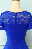 Asymmetische Royal Blue Lace Kleid