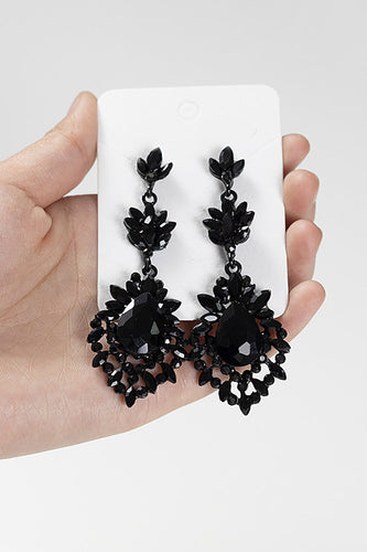Stilvolle schwarze geometrische Ohrringe im Tropfenstil für die Party