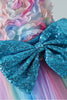 Laden Sie das Bild in den Galerie-Viewer, Eine Linie blaue Pailletten ärmellose Mädchen Kleid