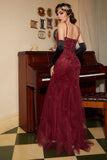Pailletten V-Ausschnitt Langes Kleid aus den 1920er Jahren