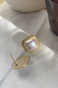 Vintage Quadrat Perle Ohrringe
