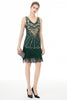 Laden Sie das Bild in den Galerie-Viewer, Grüne Pailletten Fransen Kleid aus den 1920er Jahren