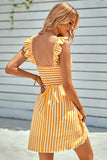 Blaues schulterfreies Mini-Sommerkleid
