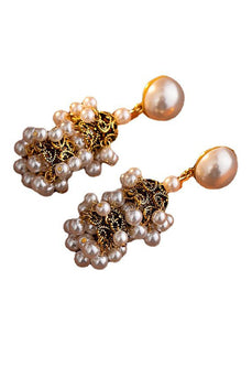 Vintage Goldene Perle Quastenohrringe im französischen Hofstil