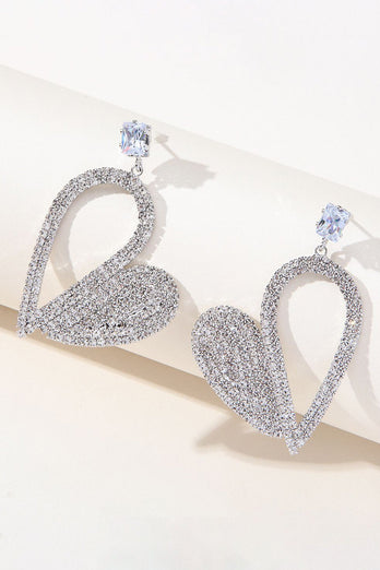 Mode Silber Herz Strass baumelnde Ohrringe für Frauen