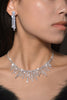 Laden Sie das Bild in den Galerie-Viewer, Silber Strass Tropfen Braut Ohrringe Halskette Set