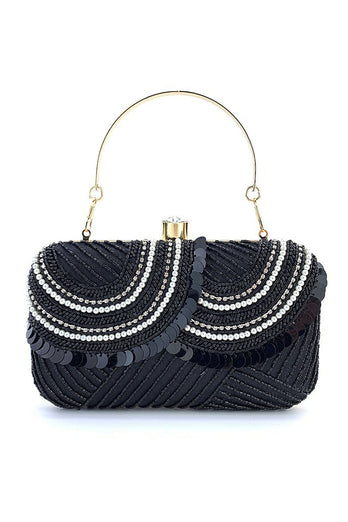 Schwarze MIni Party Handtasche mit Perlen und Pailletten