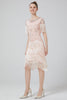 Laden Sie das Bild in den Galerie-Viewer, Blush Pailletten 1920er Jahre Kleid mit Fransen