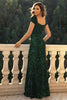 Laden Sie das Bild in den Galerie-Viewer, Glitzerndes Pailletten Dunkelgrünes kurzärmeliges Sweetheart-Urlaubskleid