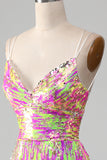Pinkfarbenes, glitzerndes Meerjungfrauen-Ballkleid mit Schlitz