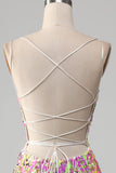 Pinkfarbenes, glitzerndes Meerjungfrauen-Ballkleid mit Schlitz