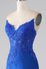 Laden Sie das Bild in den Galerie-Viewer, Königsblaues Meerjungfrauen-Kleid mit langen Perlen und Applikationen