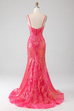 Sparkly Mermaid Fuchsia Ballkleid mit Pailletten