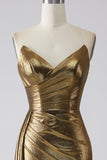 Sparkly Mermaid Goldenes langes Ballkleid mit Schlitz