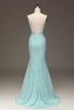 Laden Sie das Bild in den Galerie-Viewer, Pailletten glitzerndes Meerjungfrauen-Ballkleid mit Schlitz