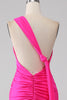 Laden Sie das Bild in den Galerie-Viewer, Meerjungfrau Hot Pink One Shoulder Long Abschlussballkleid