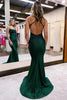 Laden Sie das Bild in den Galerie-Viewer, Meerjungfrau Halfter Dunkelgrünes langes Ballkleid mit Applikationen Perlen