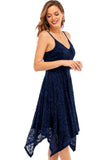 Marineblaues Spaghettiträger-Spitzen-Partykleid