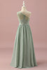Laden Sie das Bild in den Galerie-Viewer, Grünes Ein-Schulter-Kleid aus Spitze und Chiffon für junge Brautjungfern