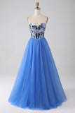 A-Linie Sweetheart Mirror Königsblaues Ballkleid