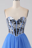 A-Linie Sweetheart Mirror Königsblaues Ballkleid