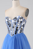A-Linie Sweetheart Mirror Königsblaues Ballkleid