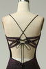 Laden Sie das Bild in den Galerie-Viewer, Dunkel violett Spitze-Up Rücken Meerjungfrau Ballkleid mit Perlen