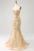 Laden Sie das Bild in den Galerie-Viewer, Meerjungfrau Champagner Glitzerndes Korsett Abschlussballkleid
