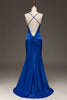 Laden Sie das Bild in den Galerie-Viewer, Einfaches königsblaues Satin-Meerjungfrauen-langes Ballkleid