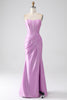 Laden Sie das Bild in den Galerie-Viewer, Trägerloses lila Meerjungfrauen-Korsett-Ballkleid mit Plissee