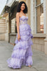 Laden Sie das Bild in den Galerie-Viewer, Prinzessin A Linie Sweetheart Lavendel Korsett Ballkleid mit gestufter Spitze