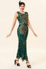Laden Sie das Bild in den Galerie-Viewer, Scheide Rundhals Dunkelgrün Liebe Herz Perlen Gatsby 1920er Jahre Kleid