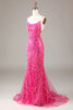 Laden Sie das Bild in den Galerie-Viewer, Pinkfarbenes Pailletten- und perlenbesetztes Meerjungfrauen-Ballkleid mit rückenfreiem Rücken