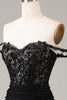 Laden Sie das Bild in den Galerie-Viewer, Schulterfreies schwarzes, glitzerndes Meerjungfrauen-Ballkleid