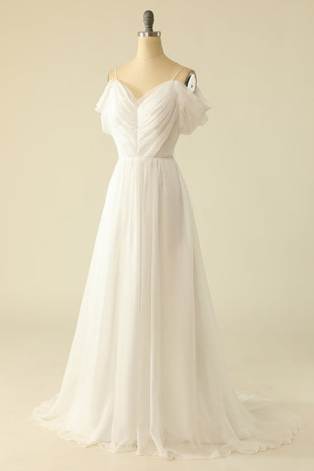 Weiß von der Schulter Tüll Brautkleid