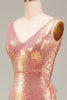 Laden Sie das Bild in den Galerie-Viewer, Glitzerndes pinkfarbenes Meerjungfrauen-Ballkleid mit Schlitz