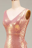 Sparkly Blush Mermaid Ballkleid mit Schlitz