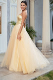 Princess A Line Sweetheart Goldenes langes Ballkleid