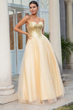 Princess A Line Sweetheart Goldenes langes Ballkleid