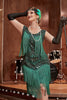 Laden Sie das Bild in den Galerie-Viewer, Blaues Apricot Gatsby Kleid aus den 1920er Jahren mit Pailletten und Fransen
