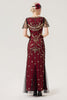 Laden Sie das Bild in den Galerie-Viewer, Schwarzes, rosafarbenes Paillettenkleid aus den 1920er Jahren